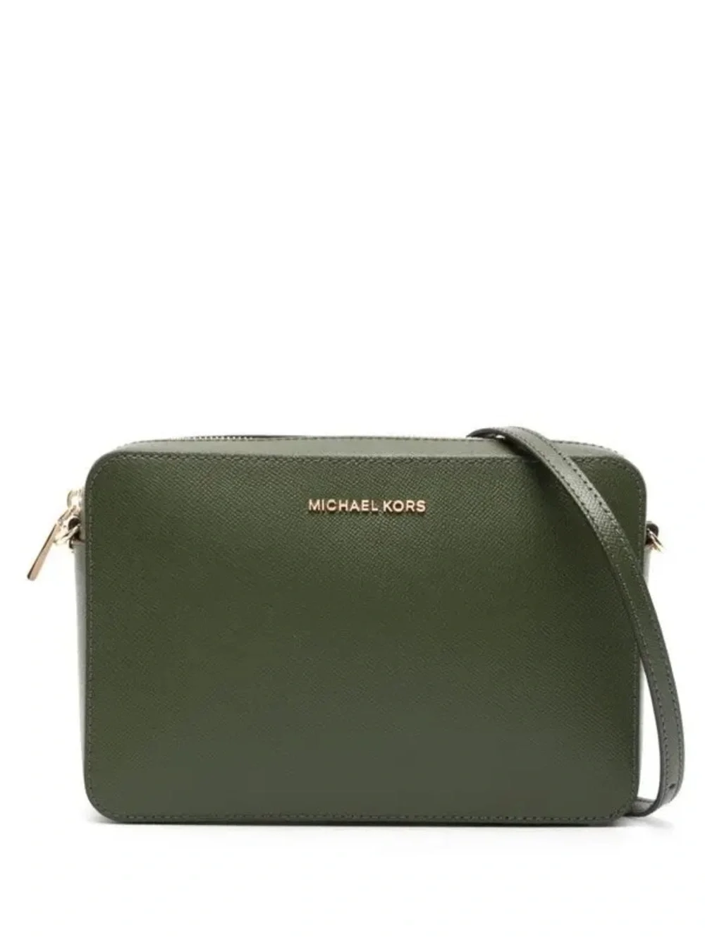 Michael Kors Olive Jet Set Saffiano Leather Large Crossbody Gold Hardware (ABBA)